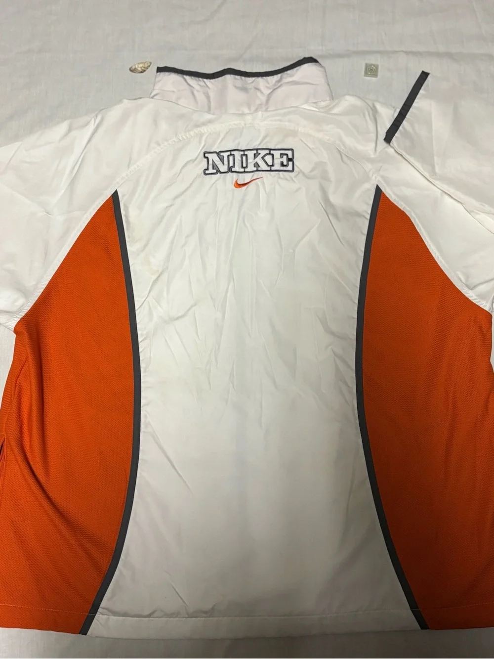 Nike White and Orange Windbreaker